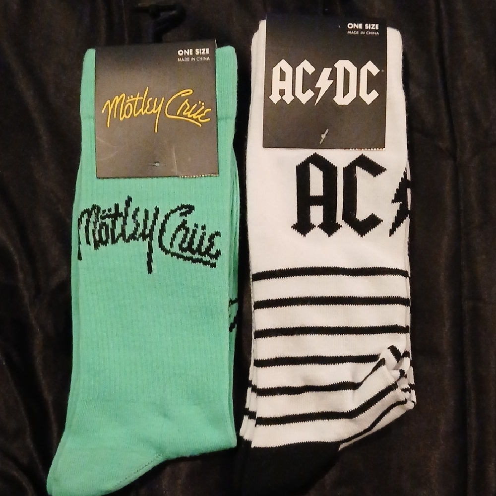 Motley Crue and AC/DC Men's Socks Set - Green and Black/White